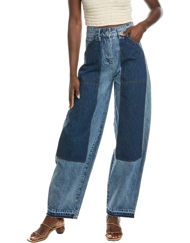 Denim Patchwork Straight Leg Pants