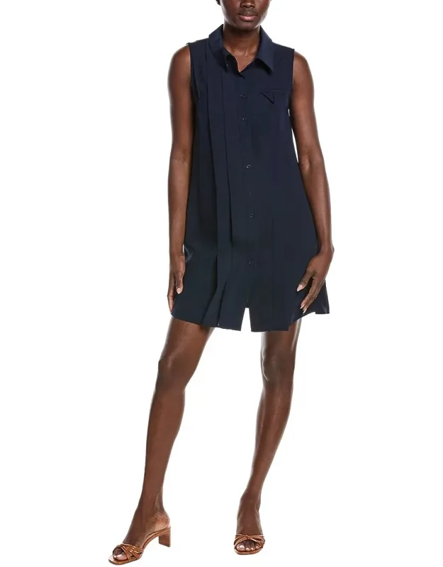 Front Button Sleeveless Mini Dress