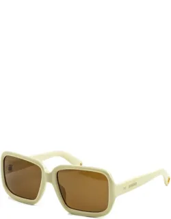 Sunglasses Square Full Rim, Sand Frame And Brown Lens