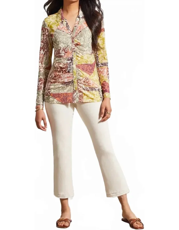 Verity V-neck Collared Long Sleeve Top