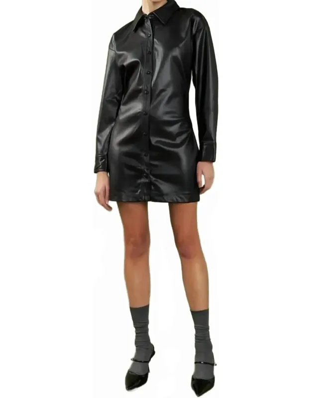 Faux Leather Cinched Mini Dress