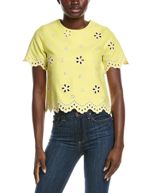Embroidered Eyelet Crop Top