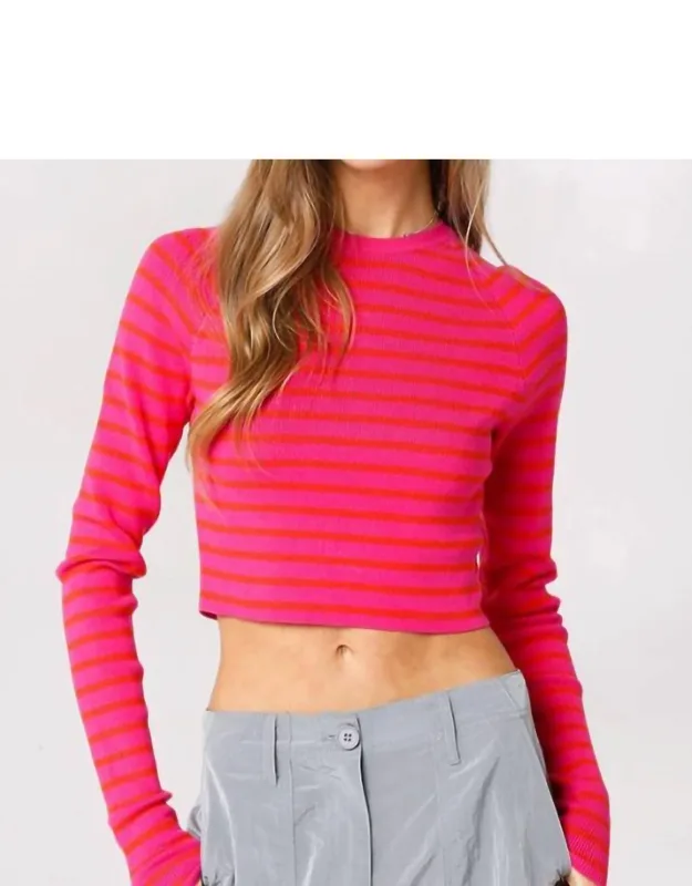 Striped Rib Knit Crop Top