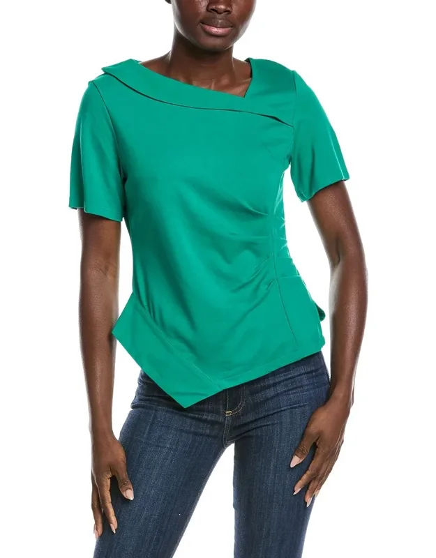 Asymmetrical Neck Ruched Detail Top