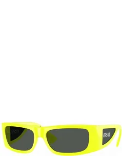 Sunglasses, Rectangle Full Rim, White Frame And Dark Grey Lens