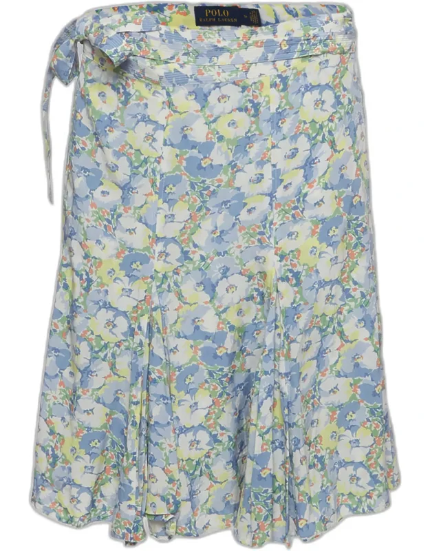 Floral Print Crepe Mini Wrap Skirt
