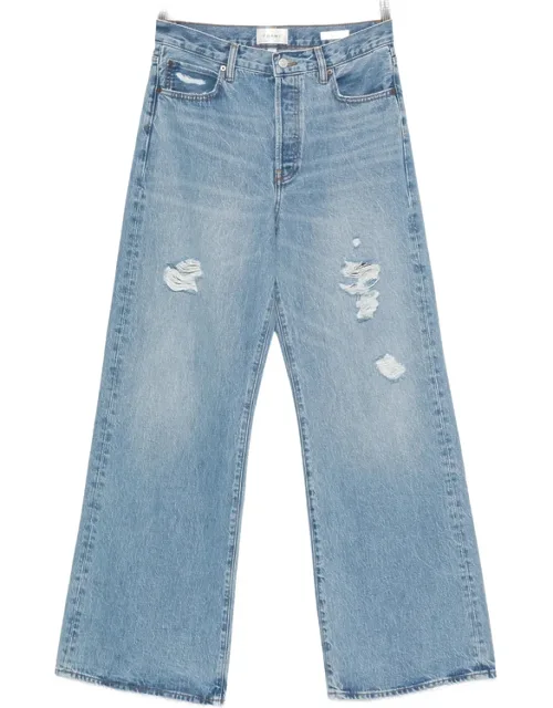 Loose Distressed Wide-leg Jeans