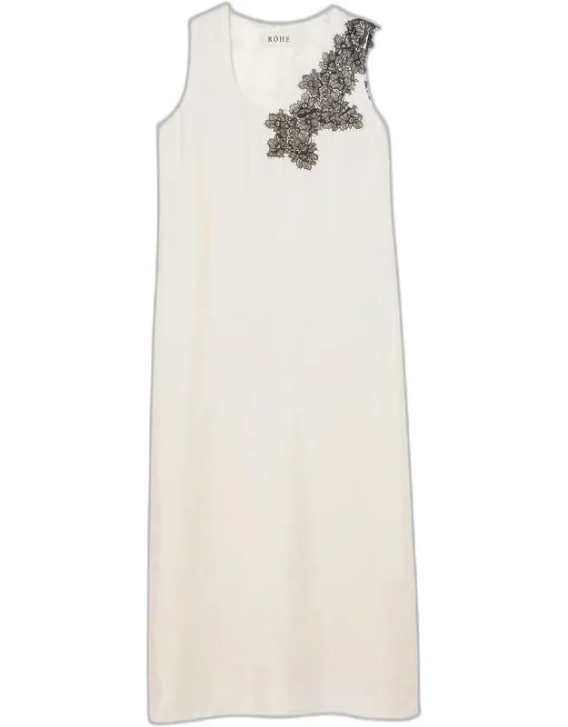Scoop-neck Silk Lace Dress
