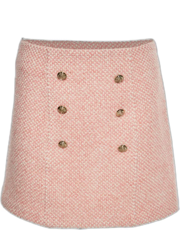 Tweed Button Detail Mini Skirt