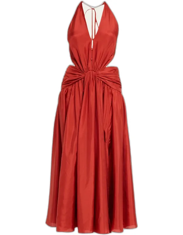 Plunge Halter Maxi Dress