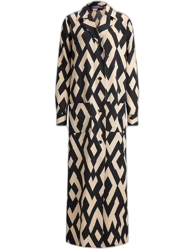 Geo Wool Crepe Long Coat