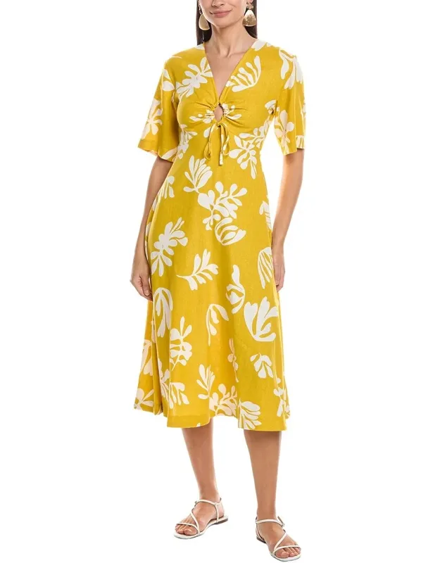 Linen-blend Midi Dress