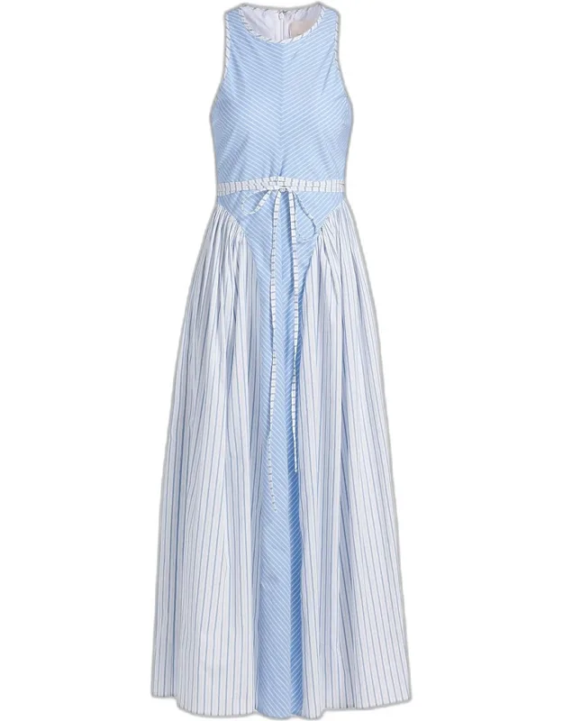 Stripe Sleeveless A-line Midi Dress