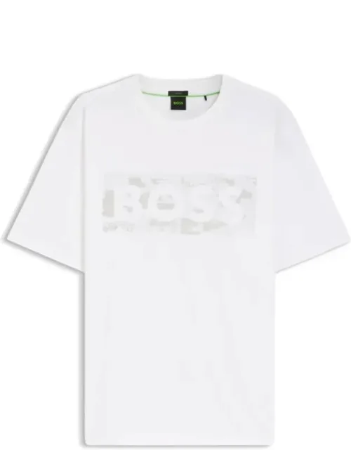Logo-artwork T-shirt In Stretch Cotton With Decorative Reflective Detailing
