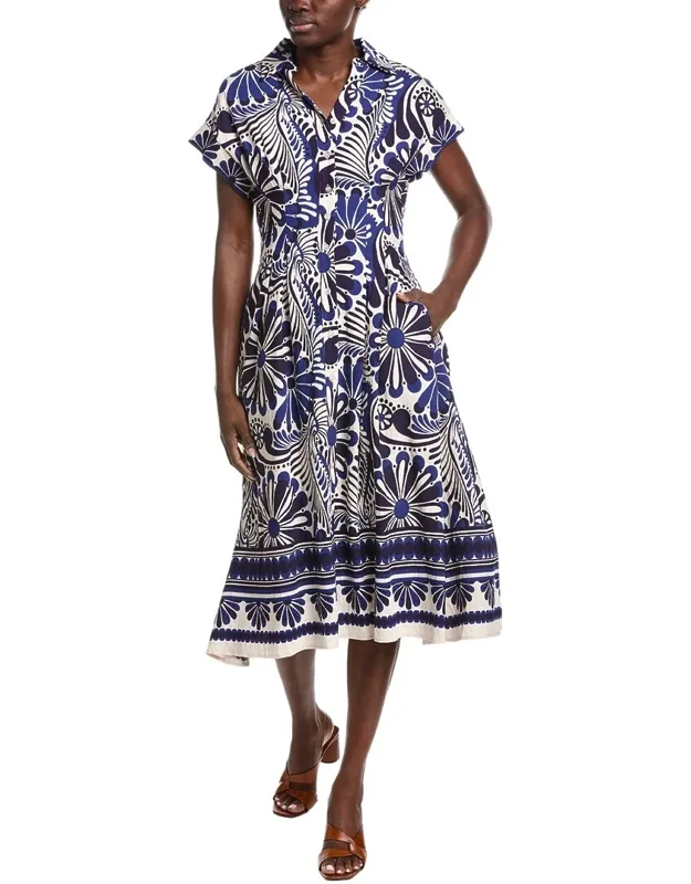 Floral Print Collared Midi Dress