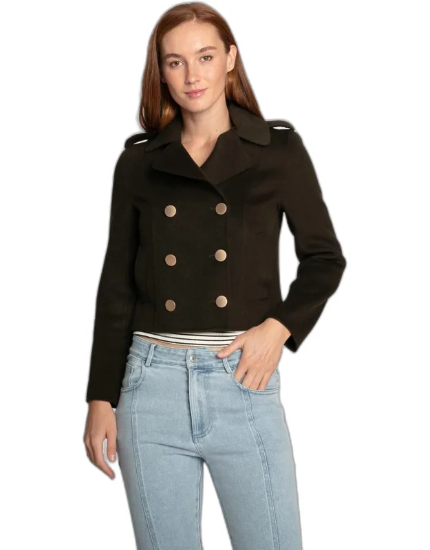 Wool Blend Military Style Coat