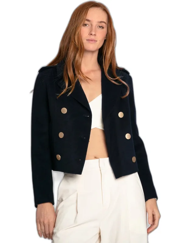 Wool Blend Military Style Coat