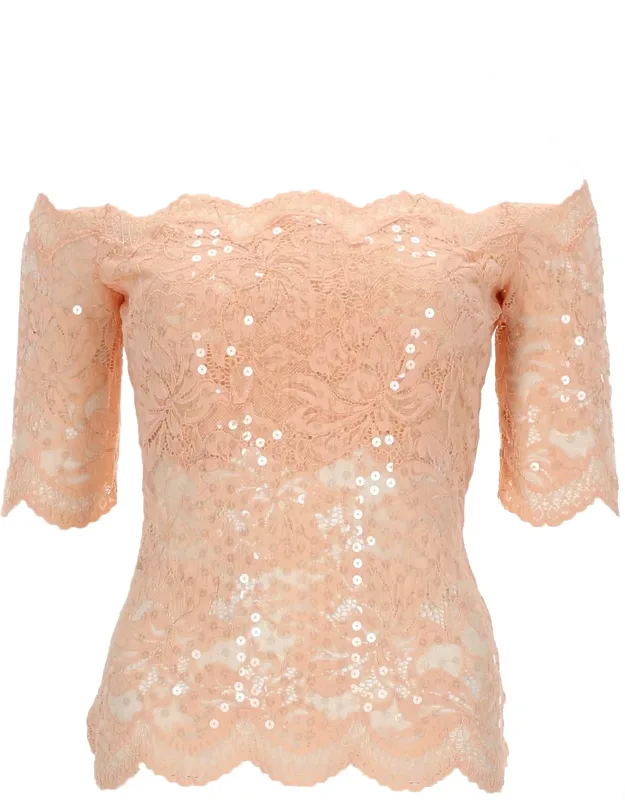 Top In Lace With Sequins