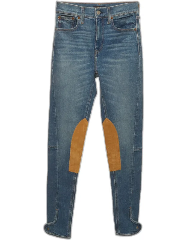 Denim And Suede Jodhpur Riding Jeans