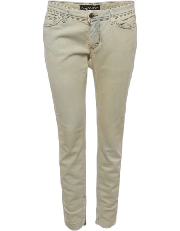 Beige Denim Straight Fit Jeans