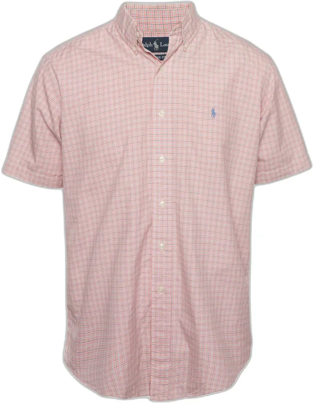 Plaid Cotton Button Short Sleeve Shirt