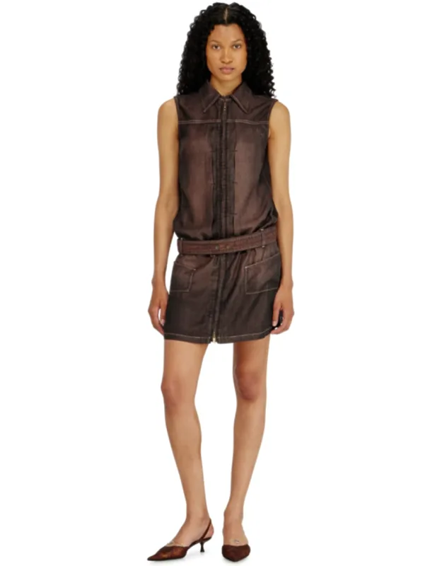 Minidress In Fluid Coated Denim