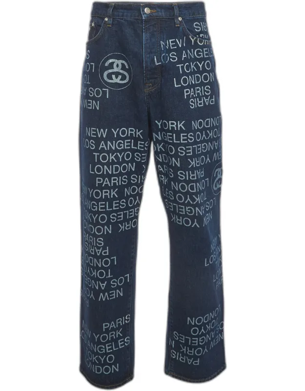Big Ol' City Link Print Denim Baggy Jeans
