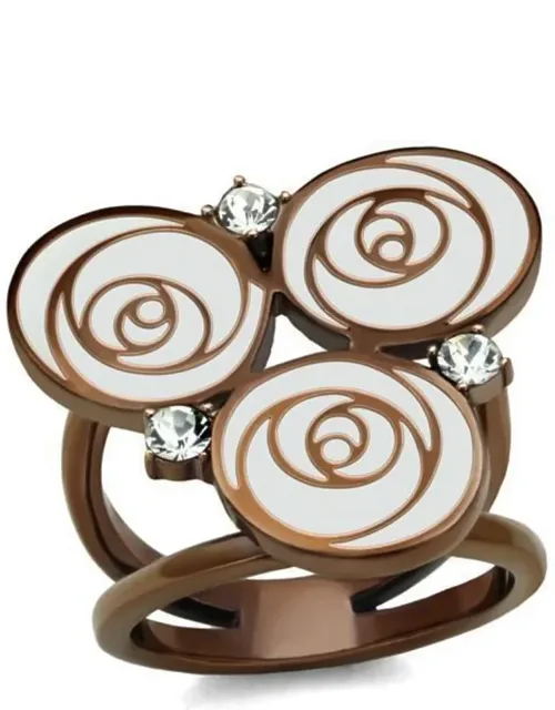 Coffee Light Stainless Steel Ring With Top Grade Crystal