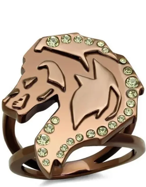 Coffee Light Stainless Steel Ring With Top Grade Crystal