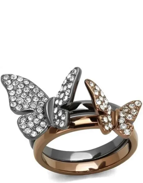 Stainless Steel Rings With Top Grade Crystals In Clear