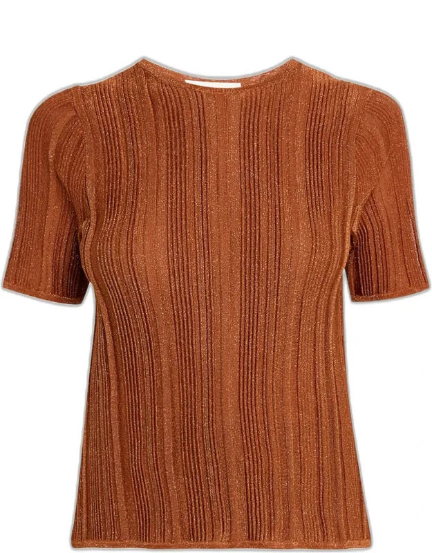 Metallic Rib-knit Tee