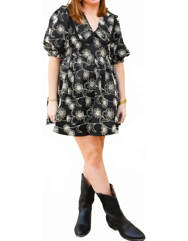 Big Collar Lace Trim Mini Dress