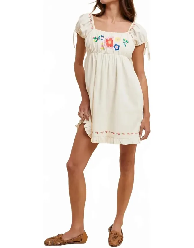 Embroidery Mini Dress