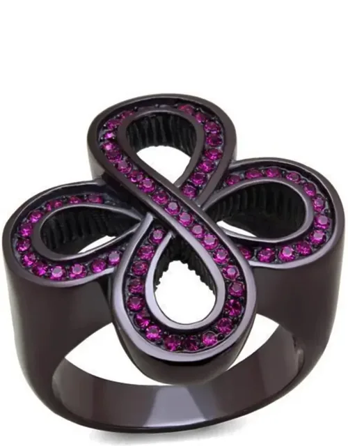 Stainless Steel Ring With Top Grade Crystal - 6.5 Mm Fuchsia