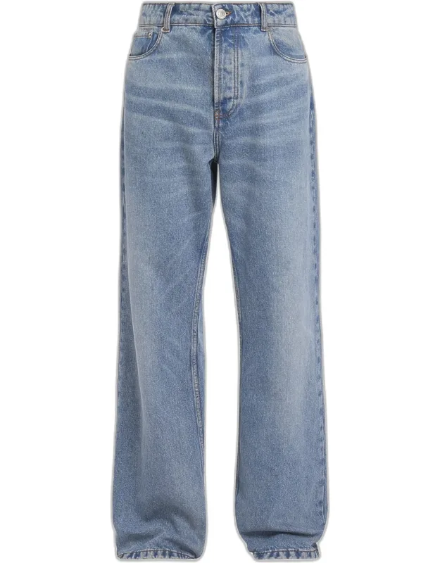 Faded Denim Wide-leg Jeans