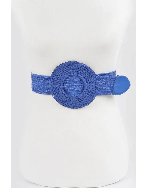 Round Handmade Bamboo Buckle Elastic Belt