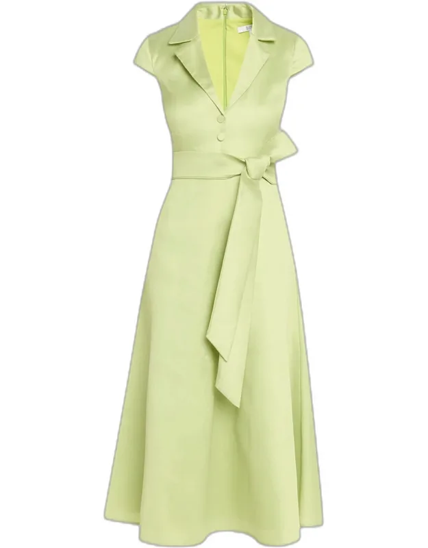 Belted Cap-sleeve Midi Shirtdress