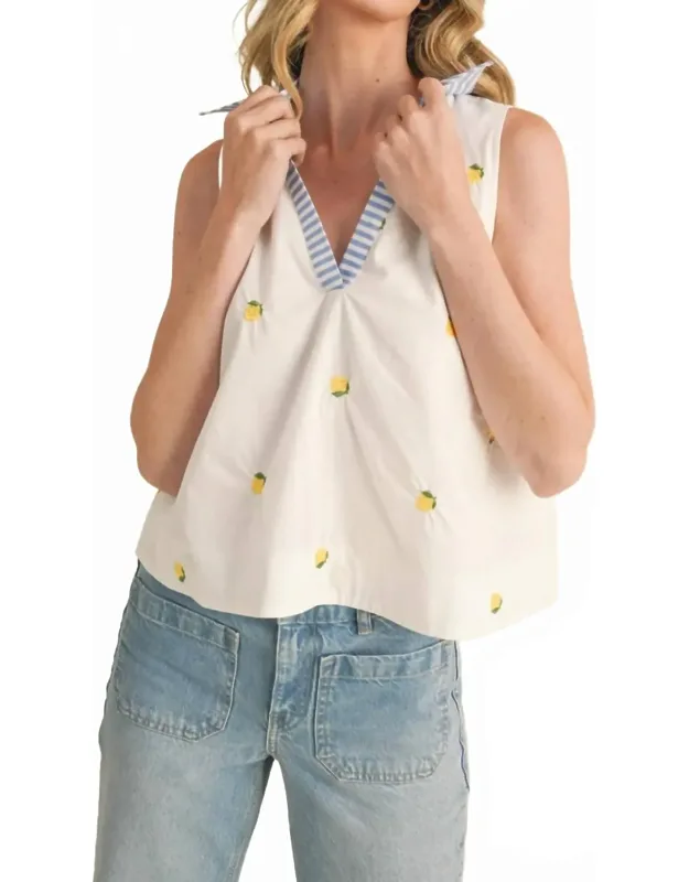 Fruit Pattern Collar Sleeveless Top