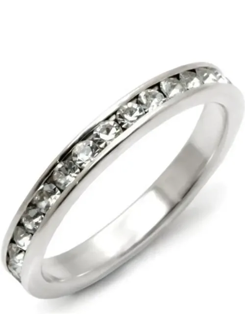 High-polished Sterling Silver Ring With Top Grade Crystal