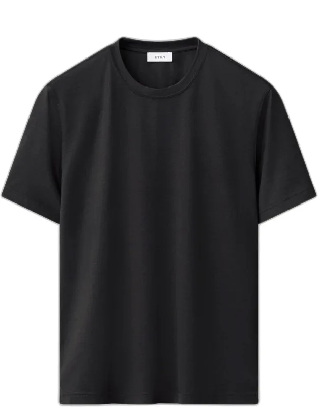 Cotton And Silk Solid Crewneck T-shirt