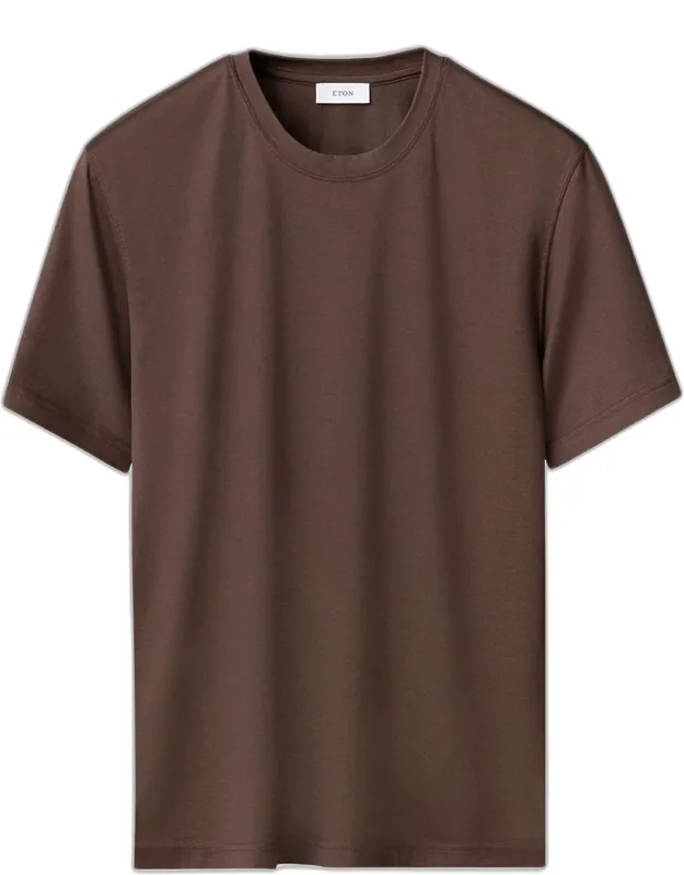 Cotton And Silk Solid Crewneck T-shirt