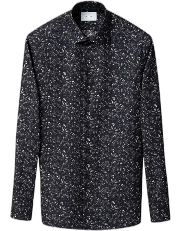 Slim Fit Floral Twill Dress Shirt