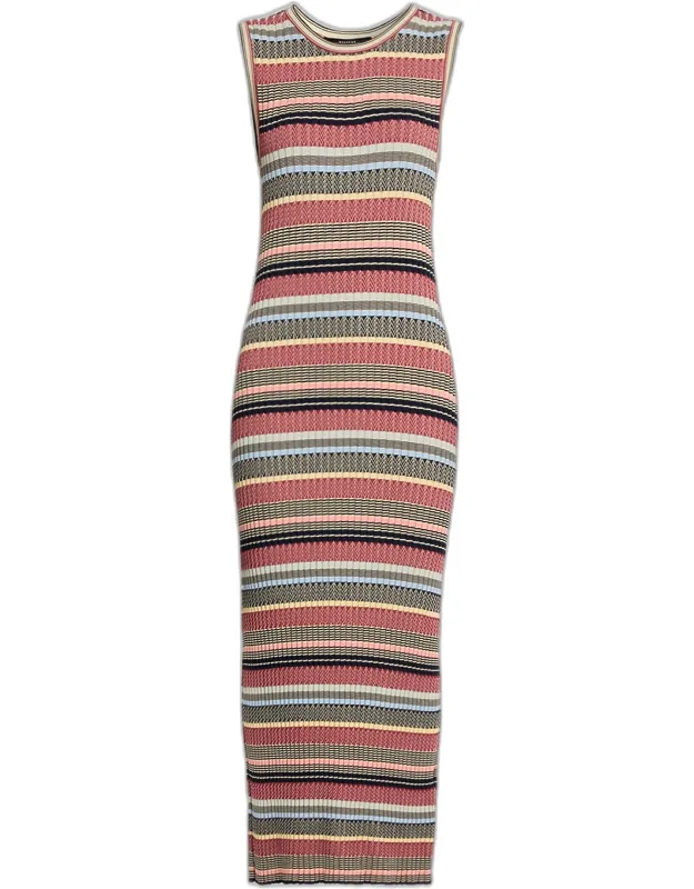 Sleeveless Jacquard Knit Bodycon Midi Dress