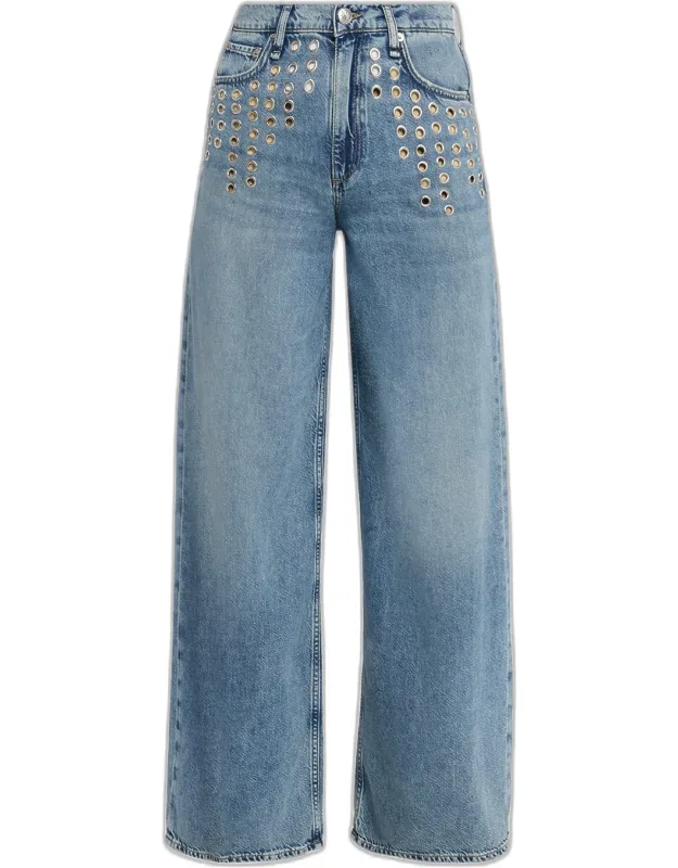 Featherweight Wide-leg Embellished Jeans