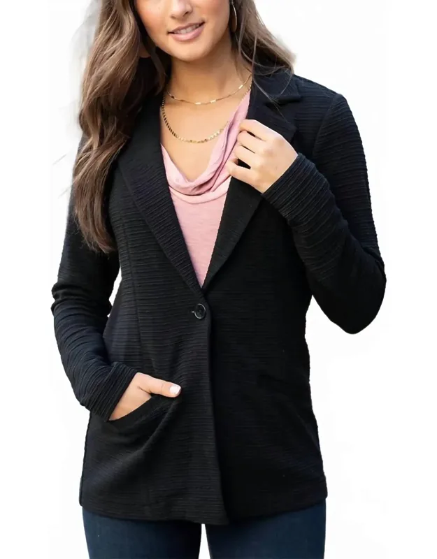 Textured Front Button Blazer