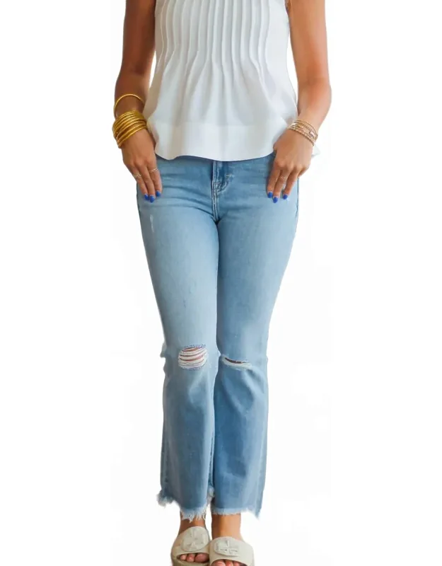 Cropped Frayed Flare Jeans