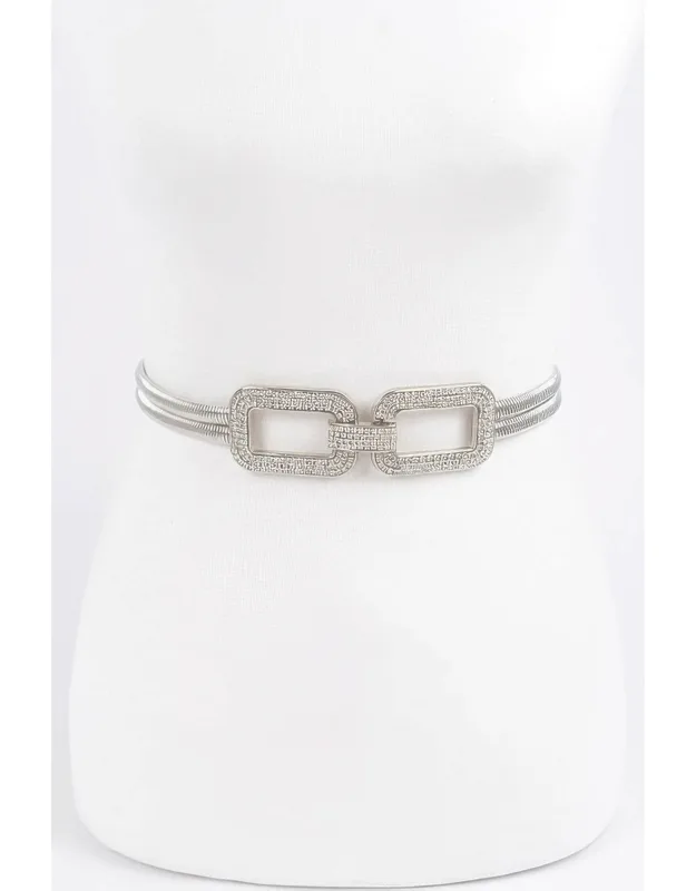 Rhinestone Metal Stretch Belt