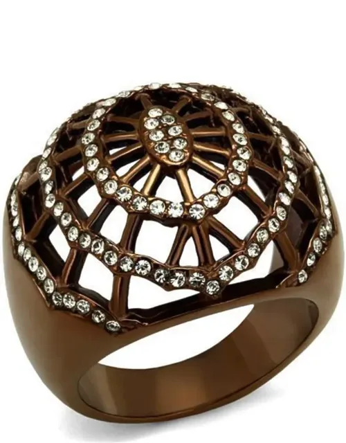 Coffee Light Stainless Steel Ring With Top Grade Crystal