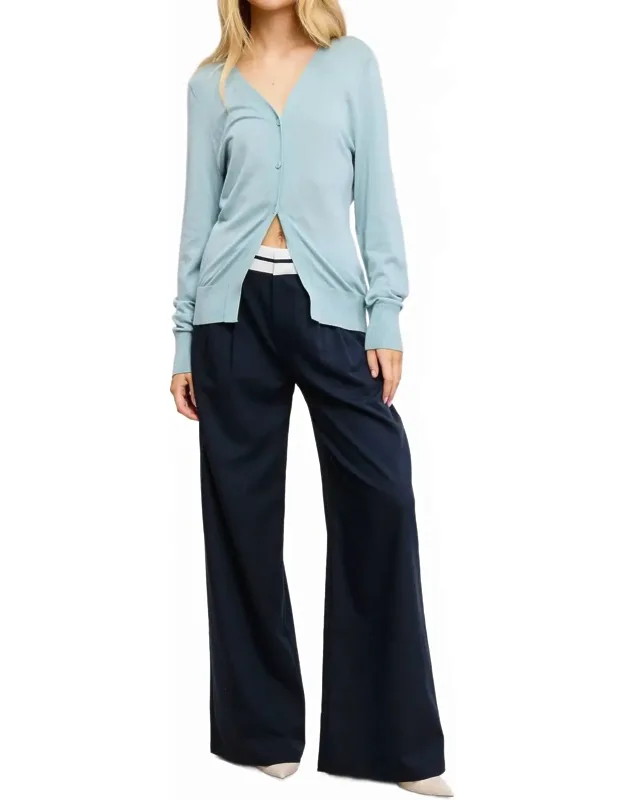 Deep V Split Hem Knit Cardigan