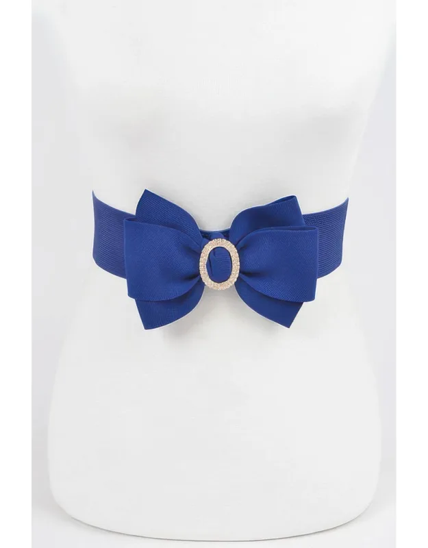 Rhinestone Bow Buckle Stretch Belt